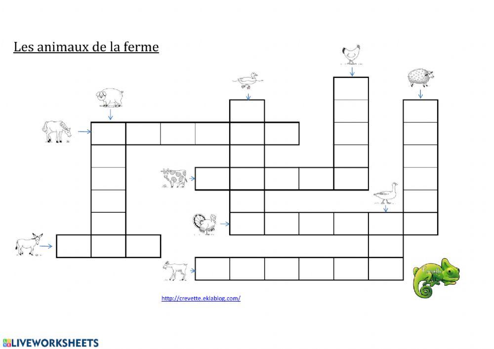Les animaux de la ferme mots croises