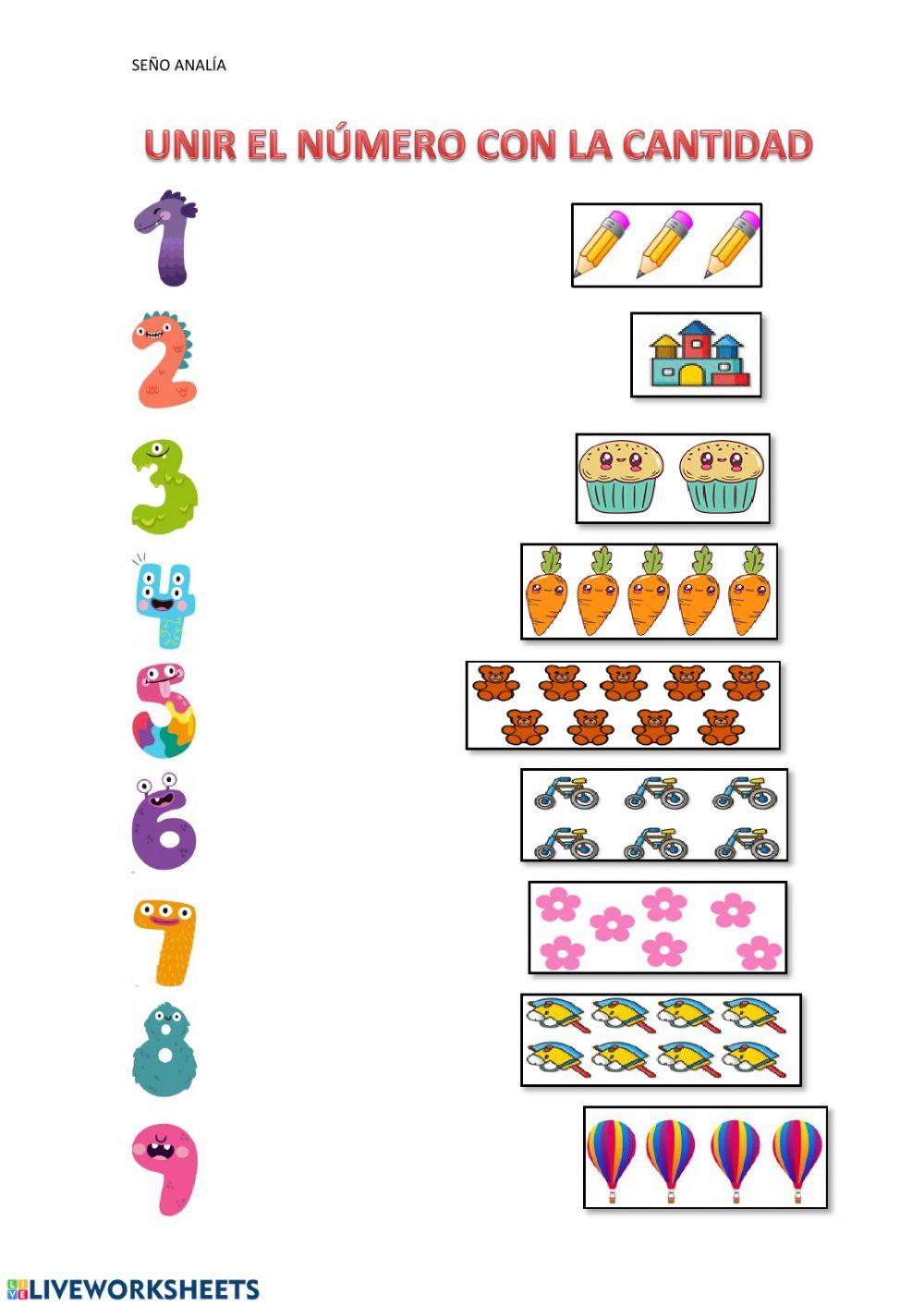 Une el número con la cantidad