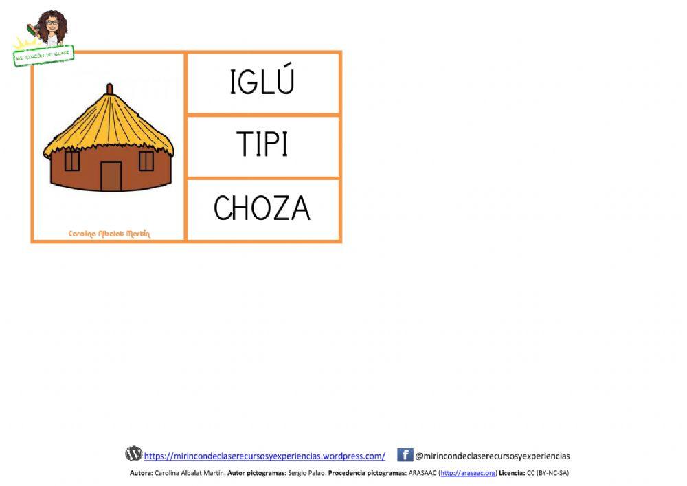 Tipos de viviendas. Lectura de palabras