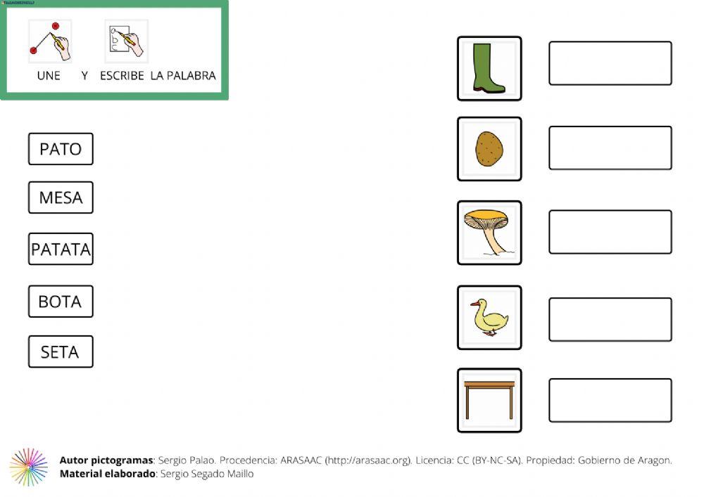 Une y escribe la palabra