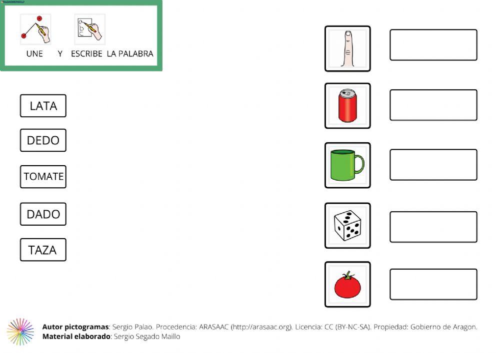 Une y escribe la palabra