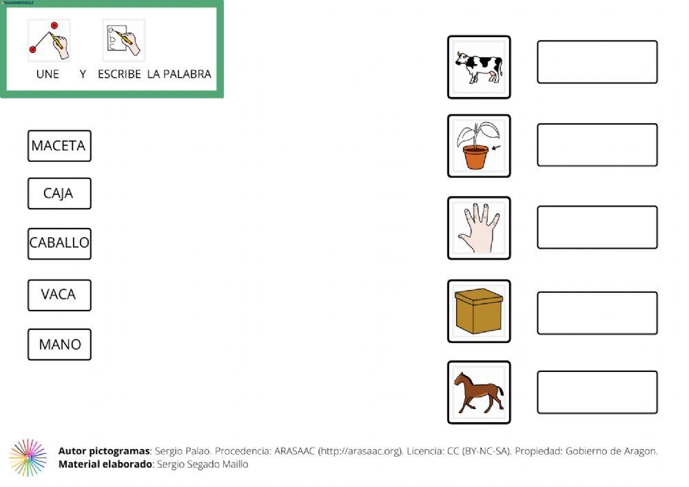 Une y escribe la palabra