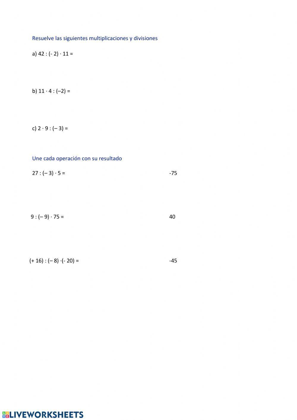 Operaciones combinadas
