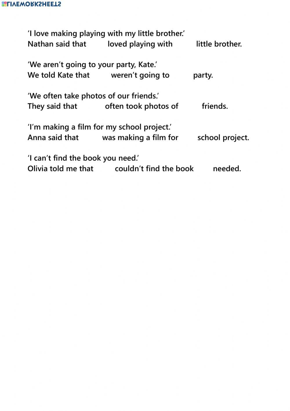 B1 reported speech, pronouns