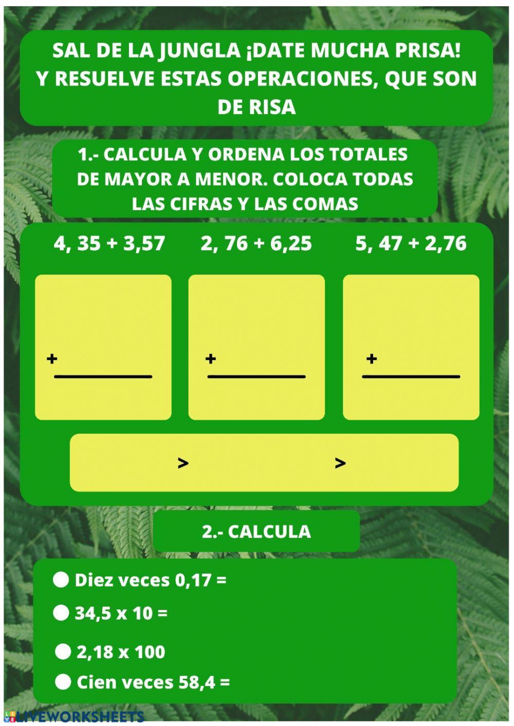 Sumanji. Operaciones.