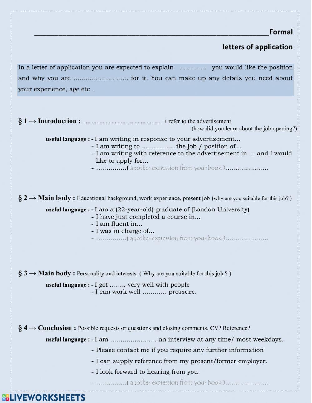 Letters of application