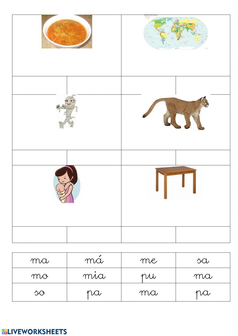 Lectura 2 sin palabras por sílabas