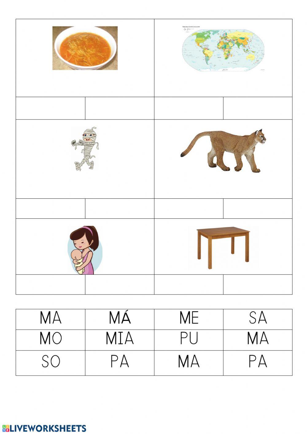 Lectura 2 sin palabras por sílabas (may)