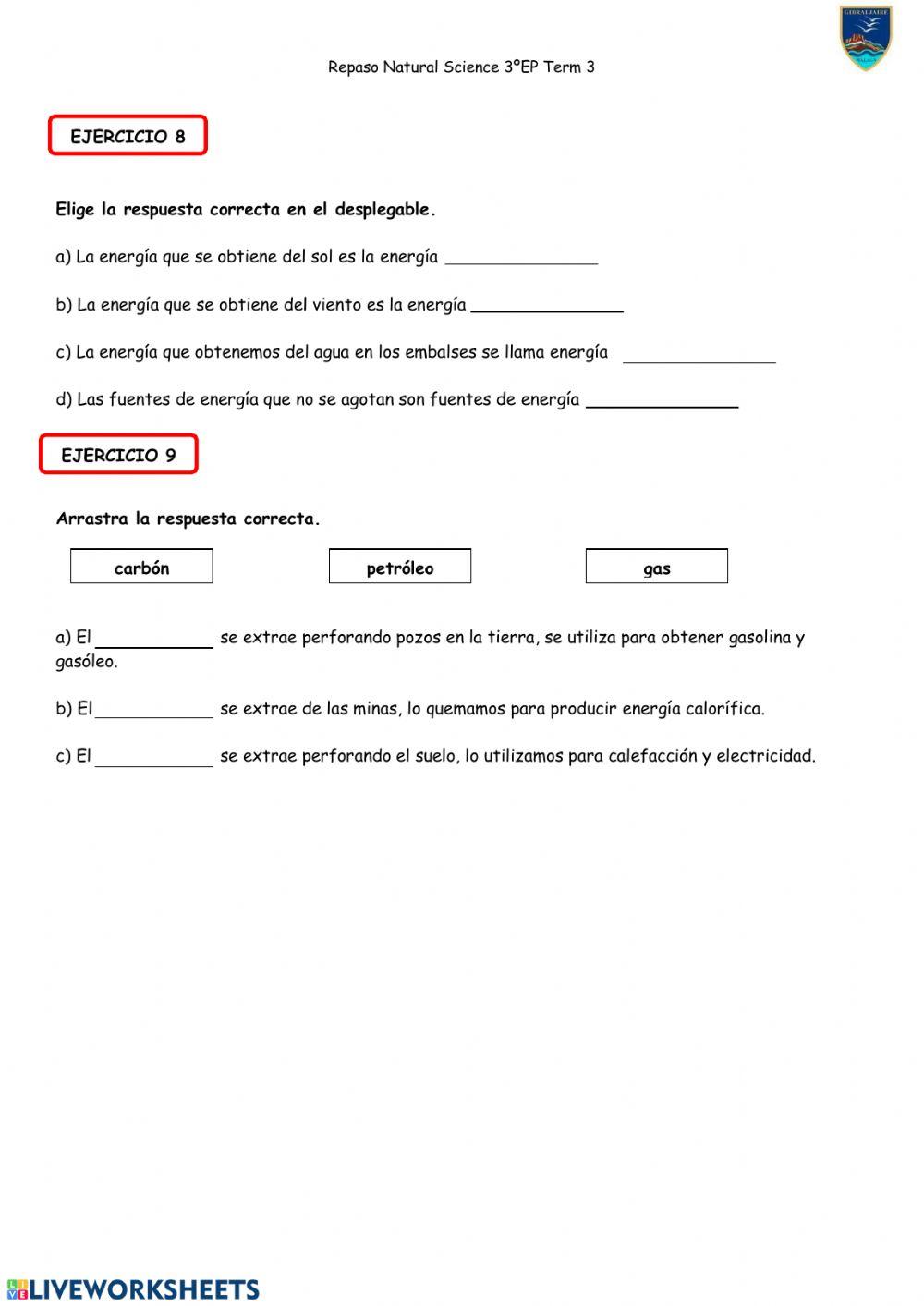 Repaso Natural Science 3ºEP Term3