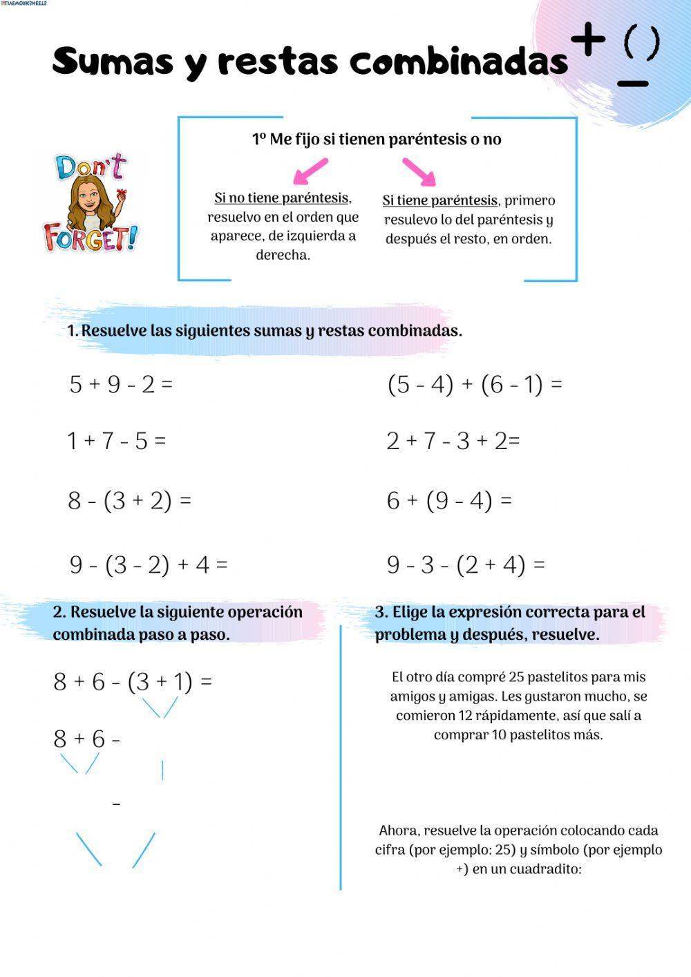 Sumas y restas combinadas