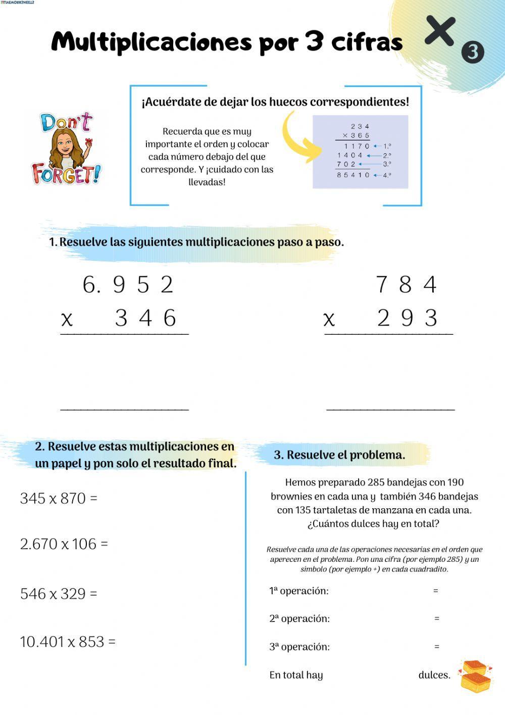 Multiplicaciones por tres cifras