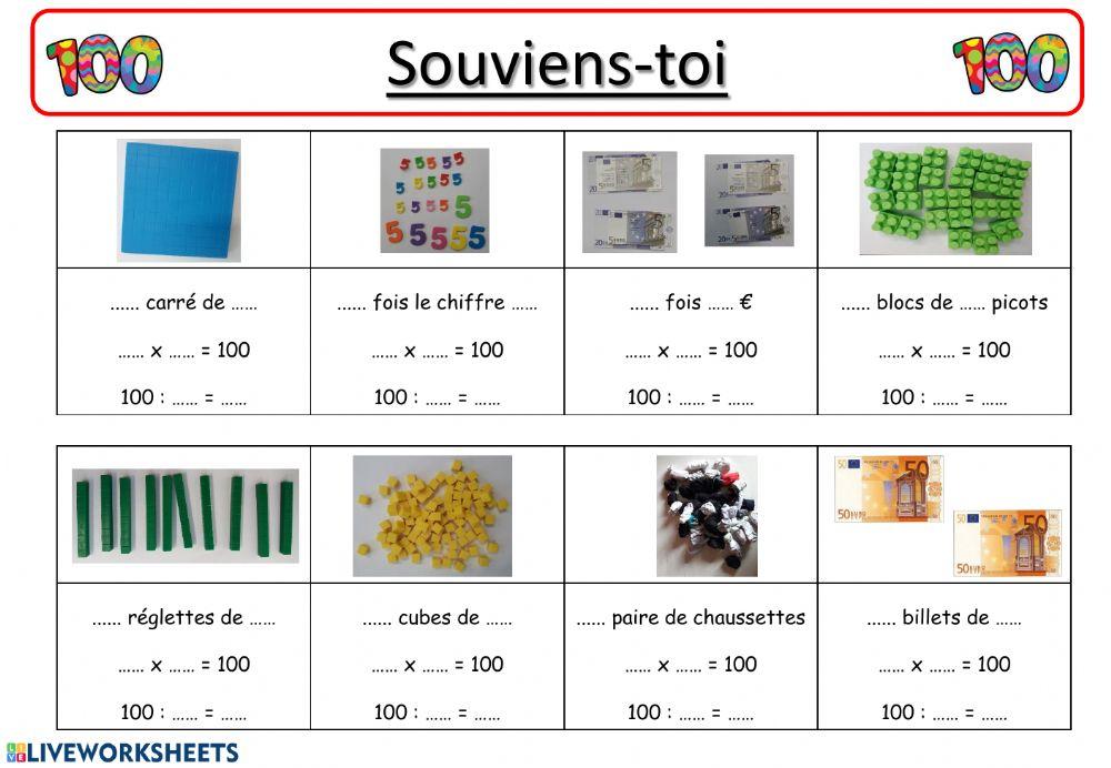 Décomposition du nombre 100