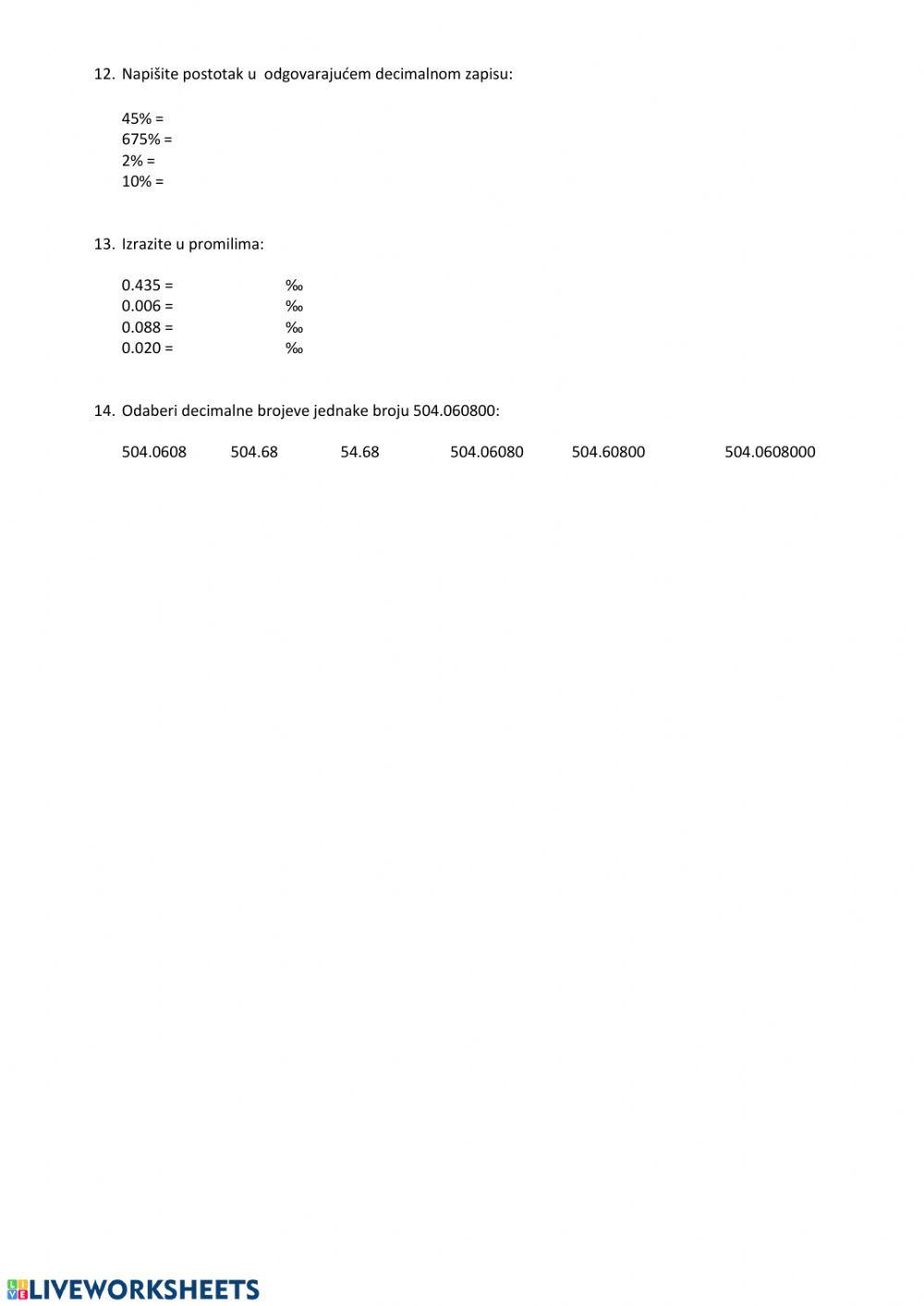 Ponavljanje decimalnih brojeva-1.dio