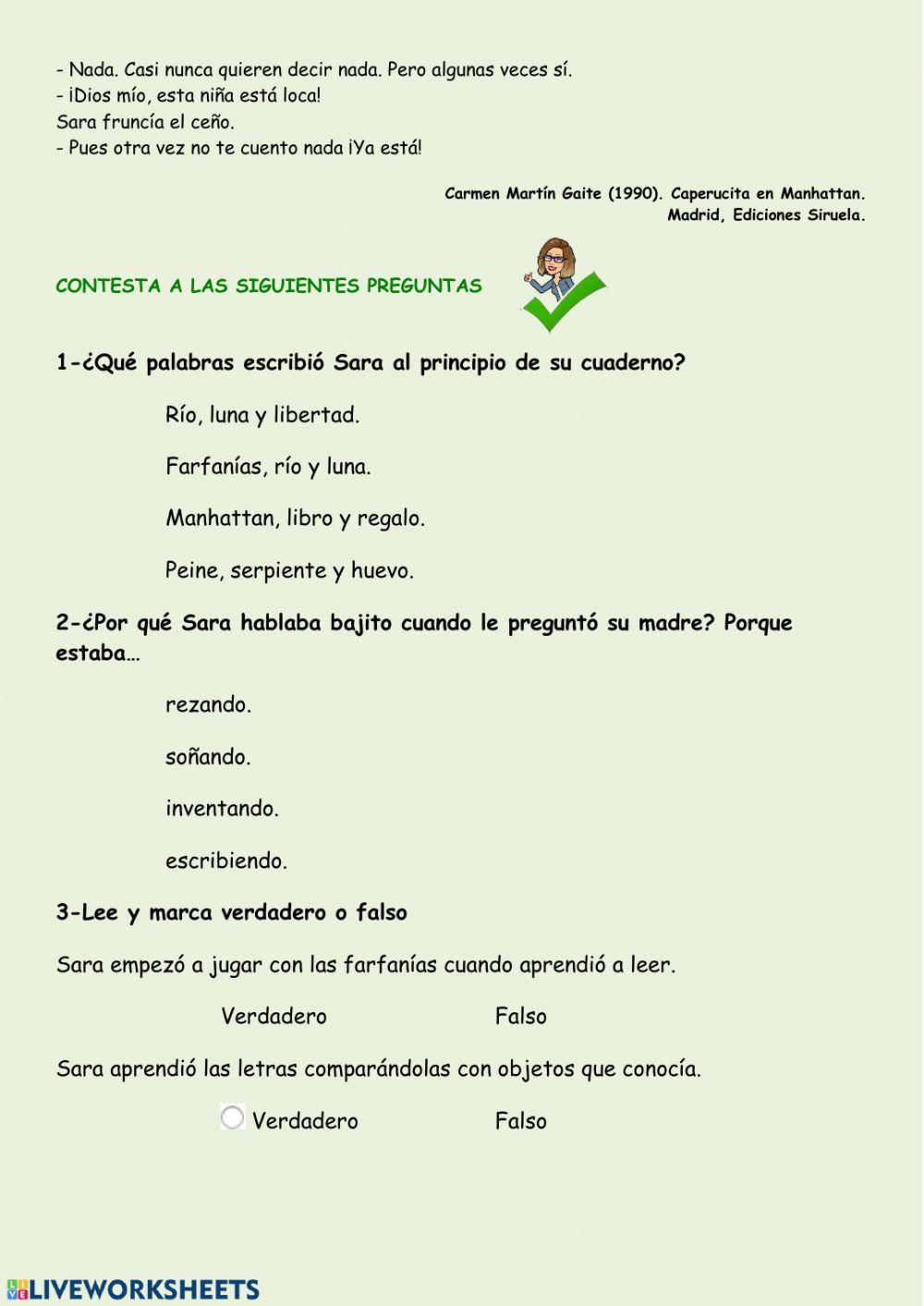 Lectura comprensiva 6º