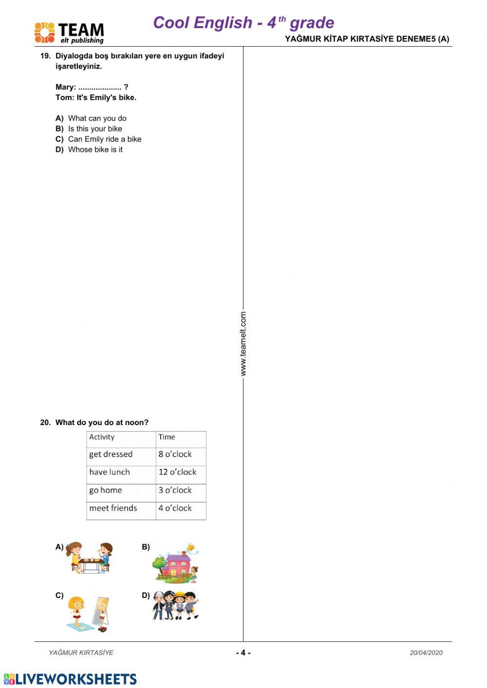 Grade 4 Test 5