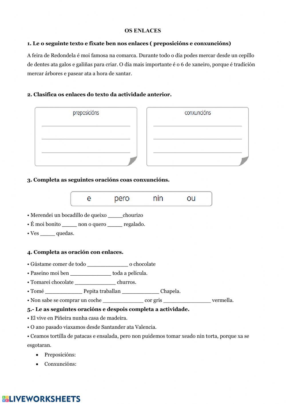 Os enlaces. 4º Lingua