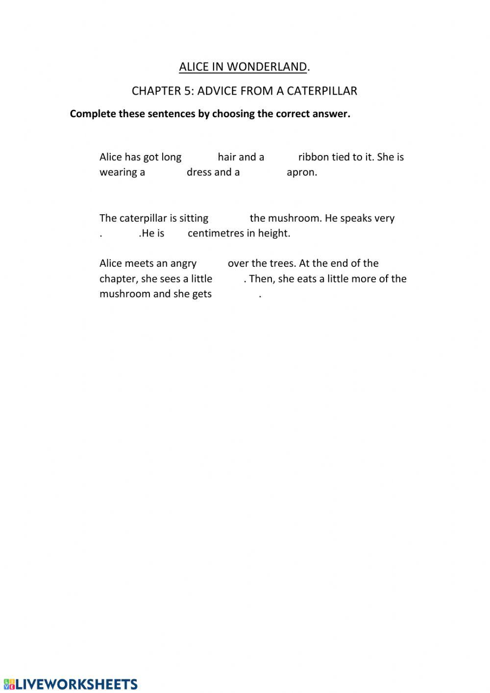 Alice in Wonderland. -Advise from a Caterpillar