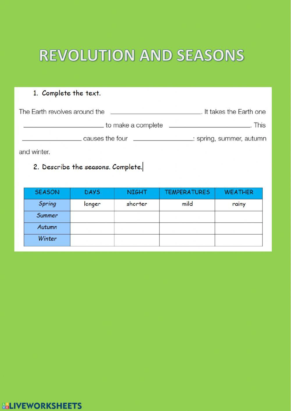 Revolution and seasons