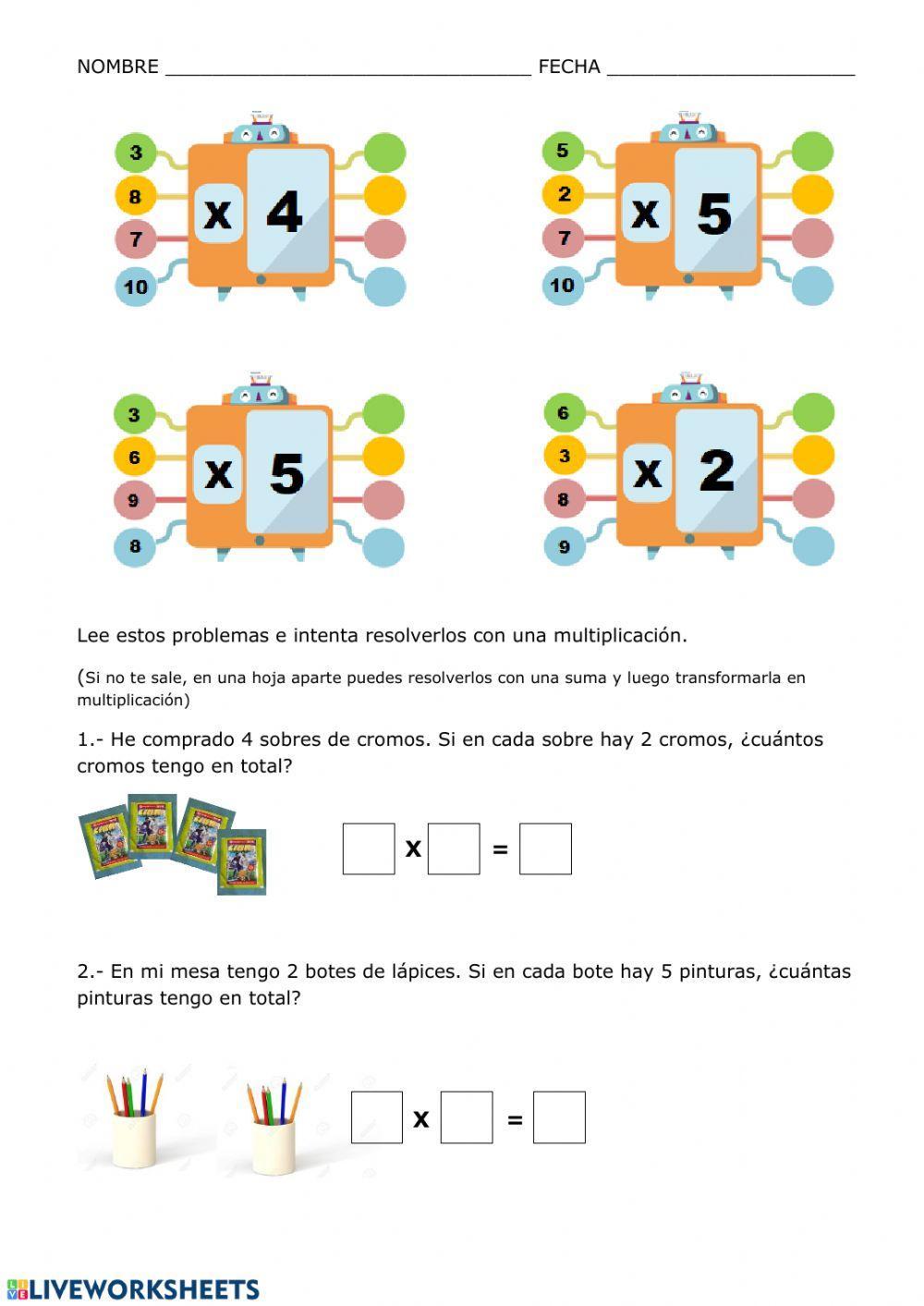 Repaso de tablas de multiplicar (2, 3, 4, 5)