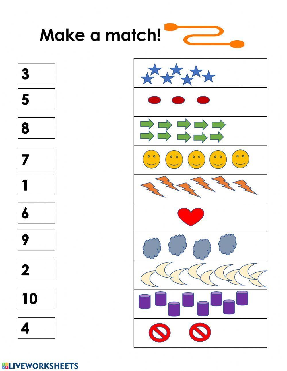 Match 1-10 worksheet | Live Worksheets match-1-10-worksheet-live-worksheets