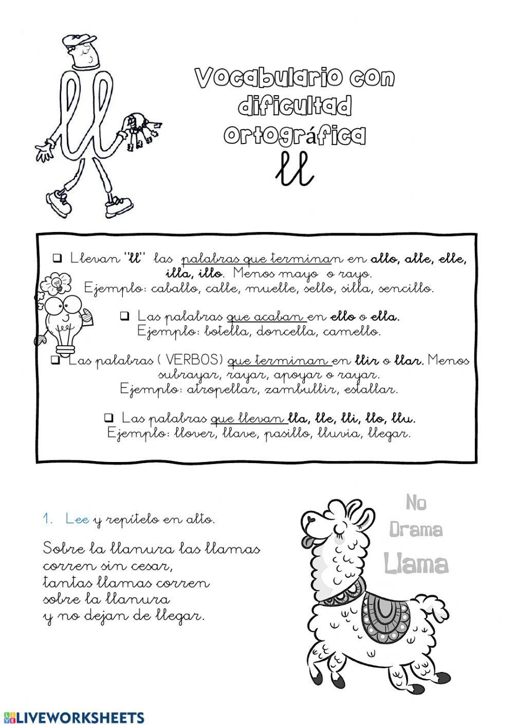 DIFICULTAD ORTOGRÁFICA LETRA ll