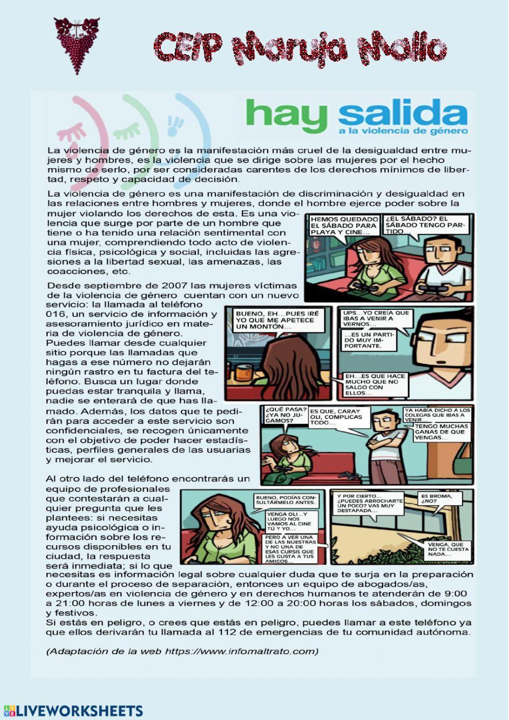 Lectura comprensiva 6º