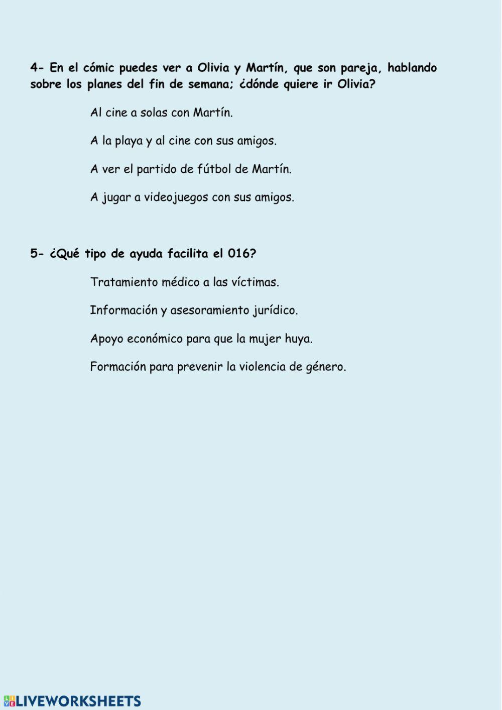 Lectura comprensiva 6º