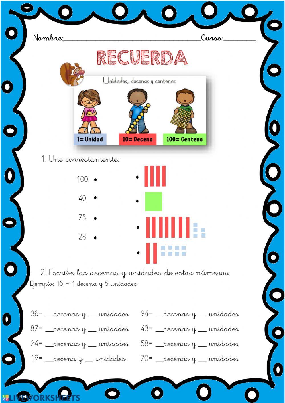 Repaso Unidad, Decena y Centena
