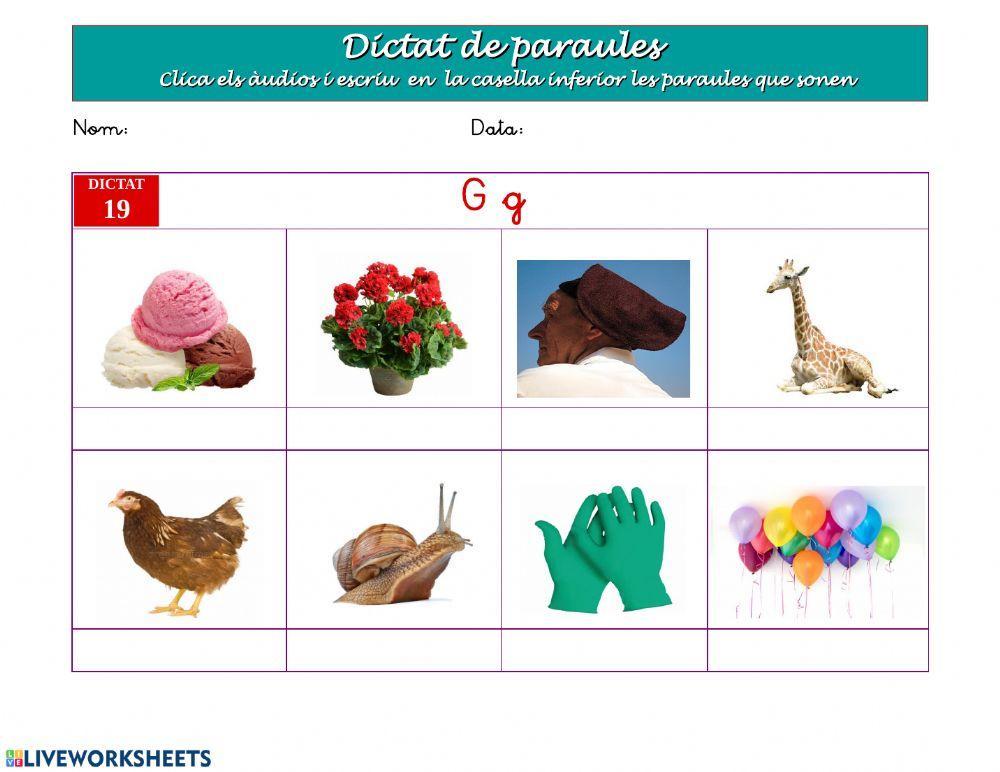 Dictat de paraules 19- La lletra G