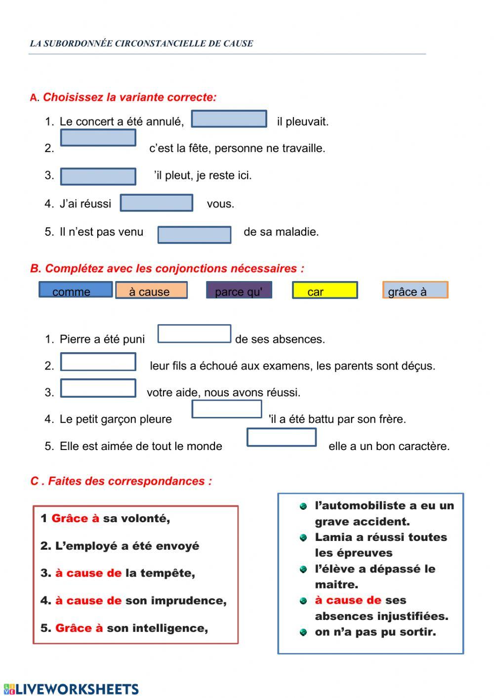Subordonnée de cause