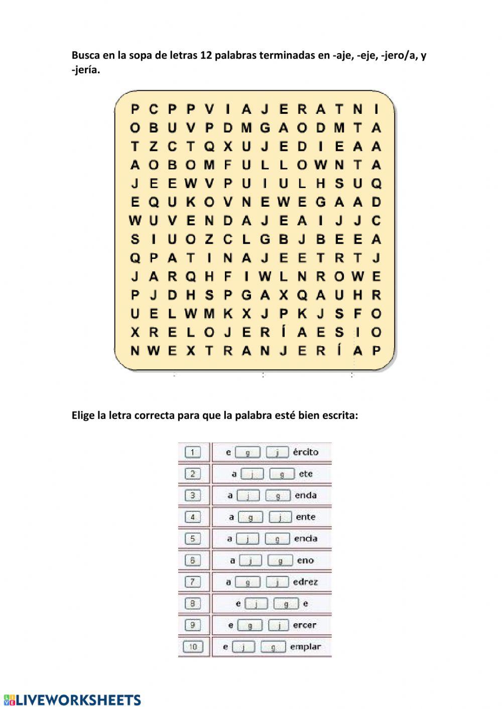 Ortografía palabras je, ji