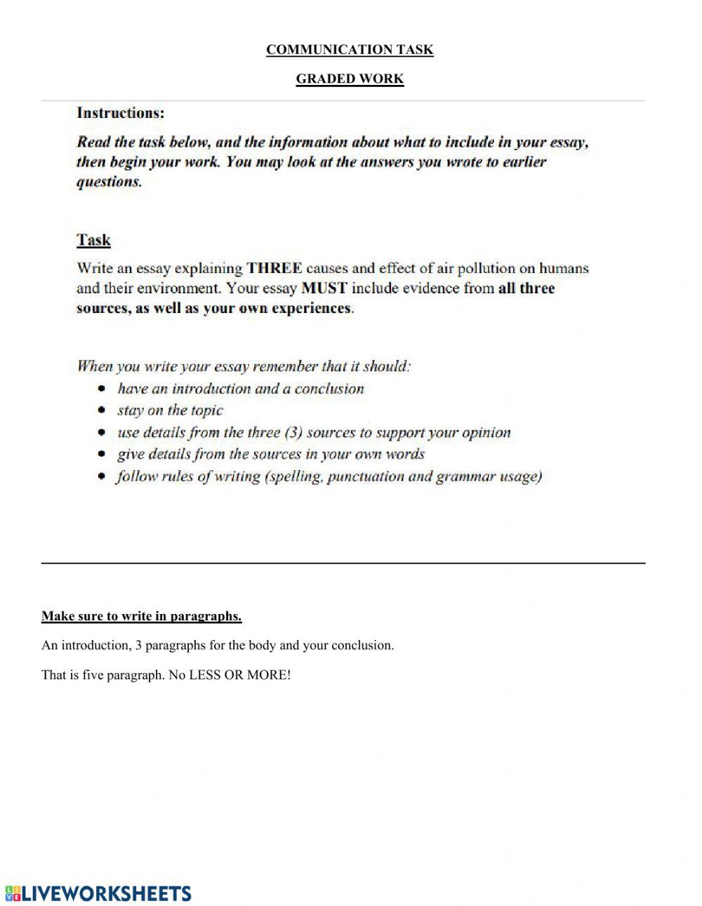 COMMUNICATION TASK 0131 | JSR | Live Worksheets