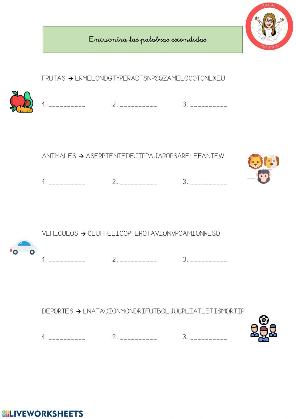 Encuentra las palabras escondidas