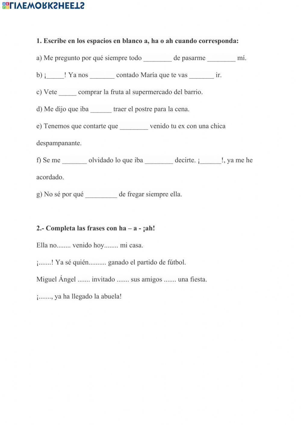 Diferencias entre ha, a y ah