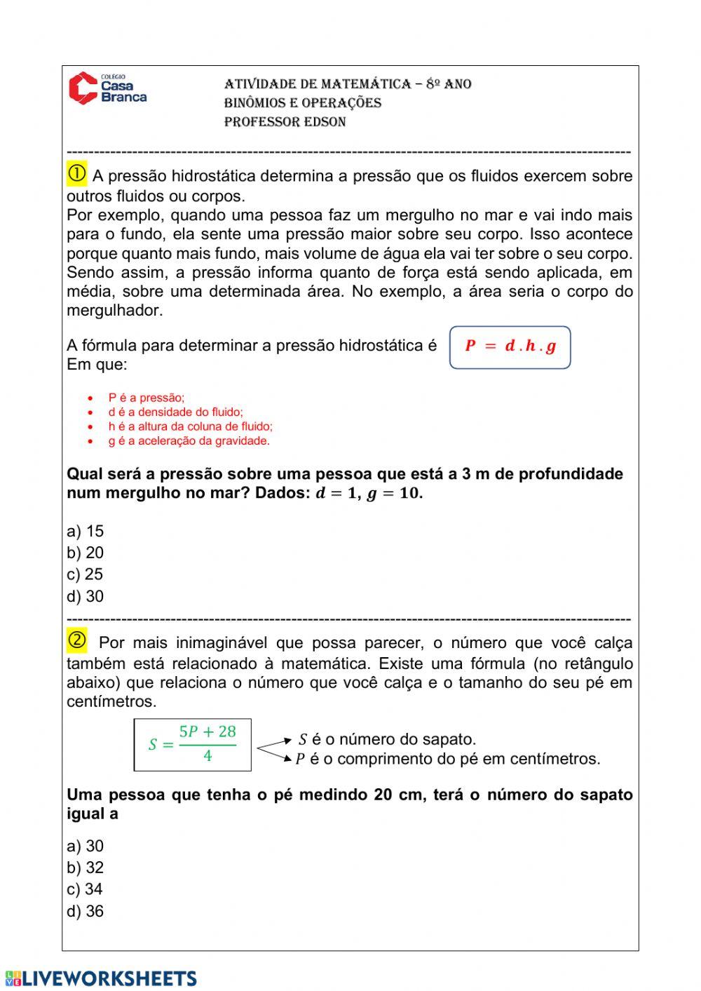 Expressões algébricas