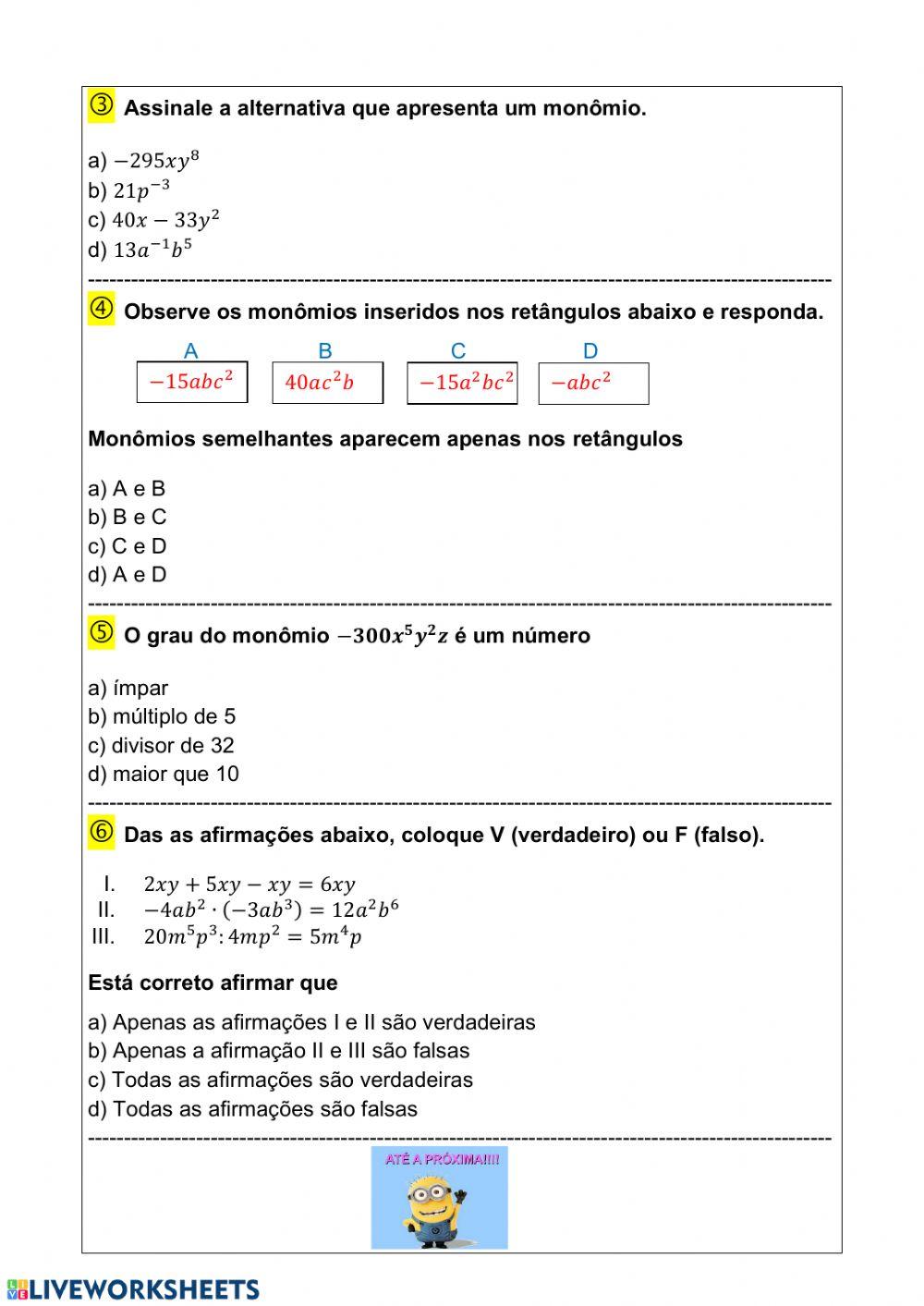Expressões algébricas