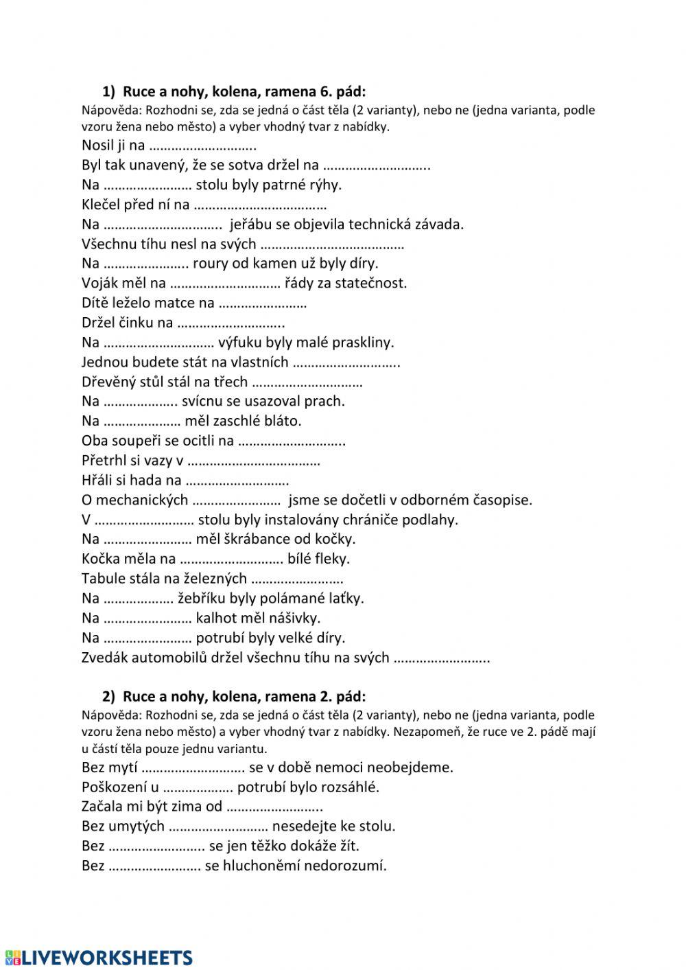 Duálové skloňování - 2. a 6. pád