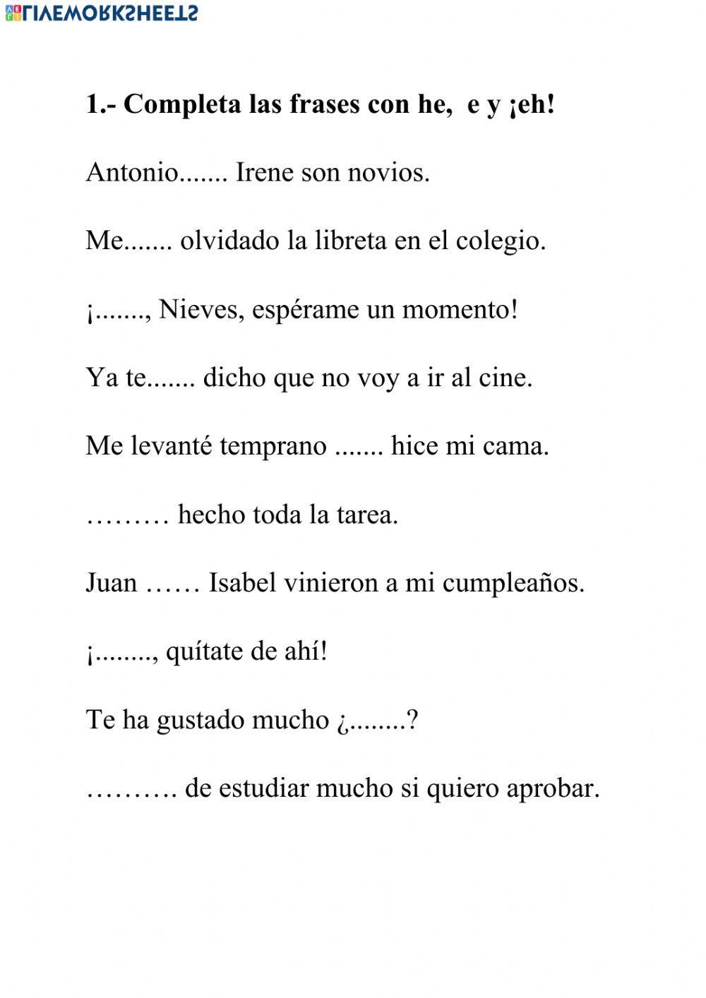 Diferencias entre he, e y eh