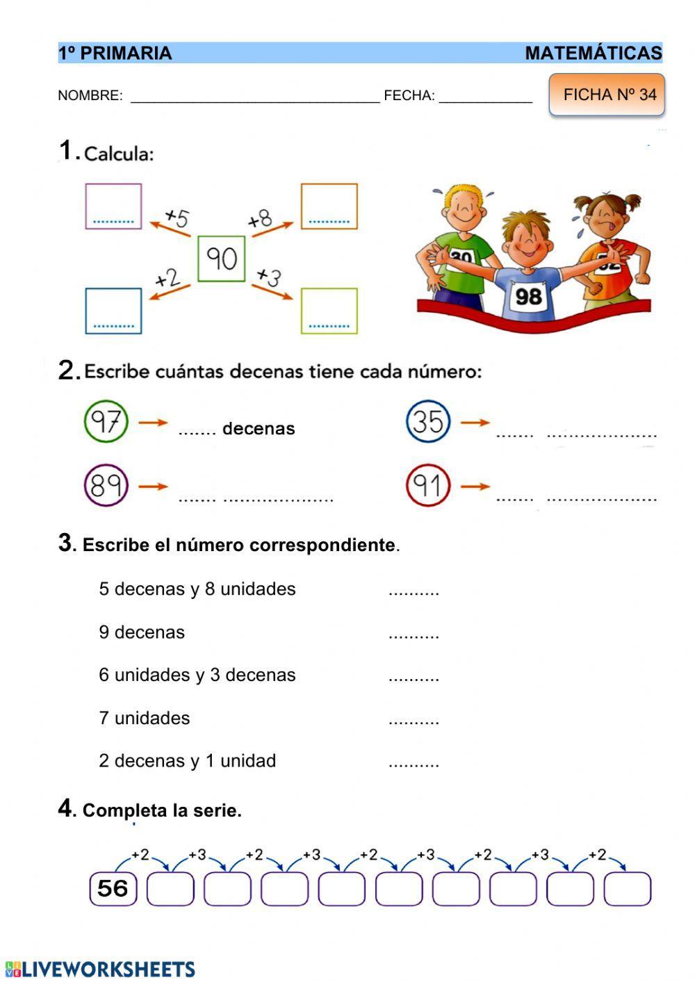 Matemáticas 1º - ficha 34