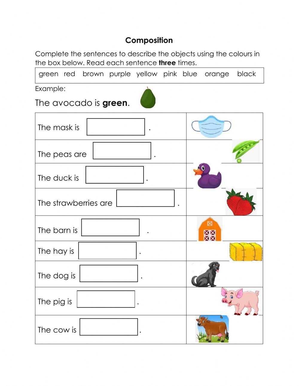Adjectives of Colour worksheet | Live Worksheets