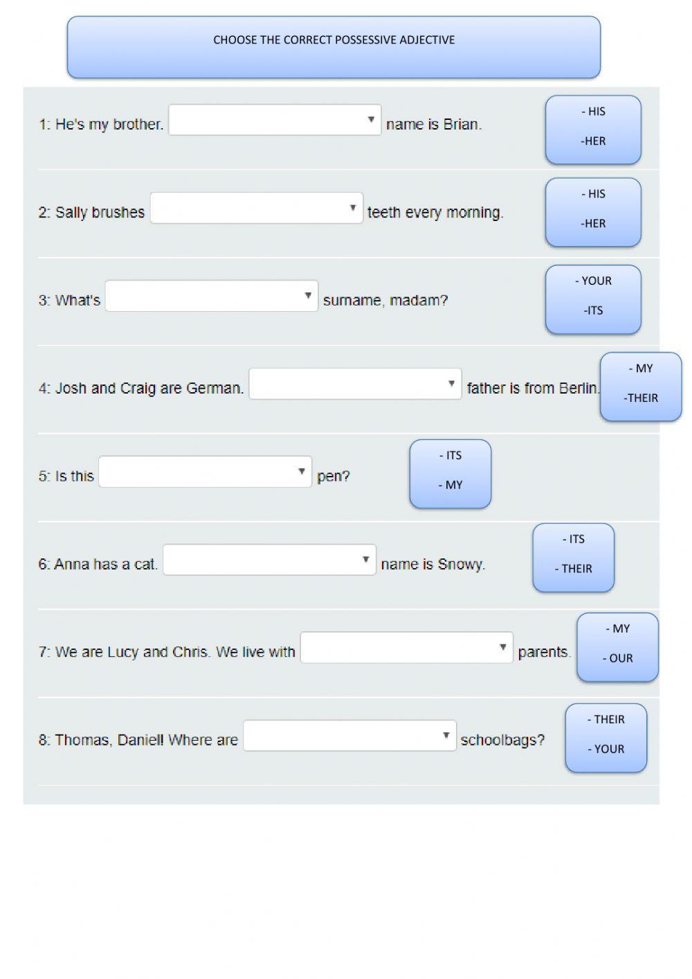 Possessive adjetives