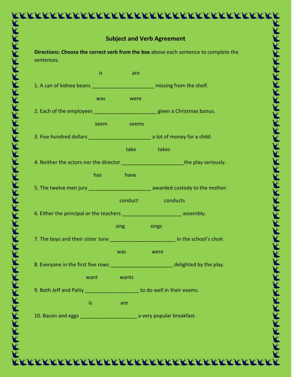 Subject and Verb Agreement