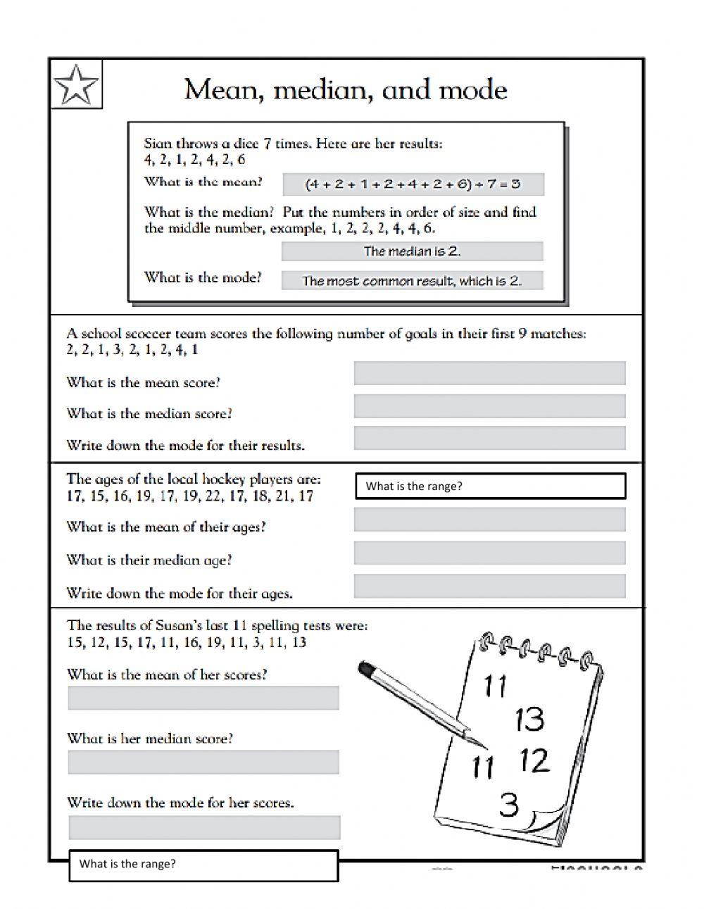 mean median mod… | Free Interactive Worksheets | 5622000