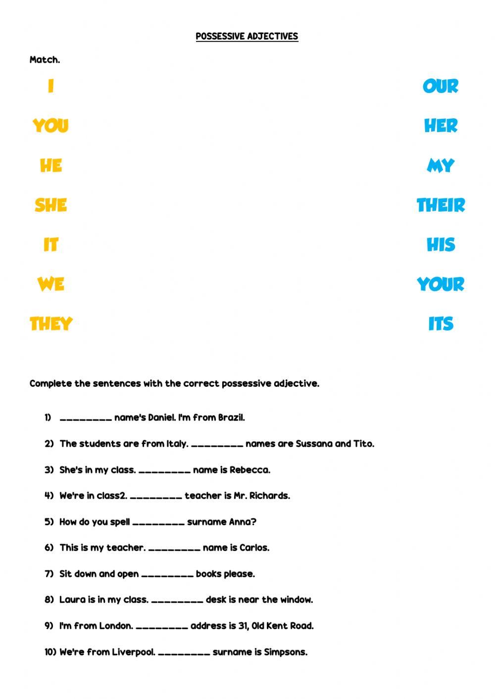Possessive Adjectives