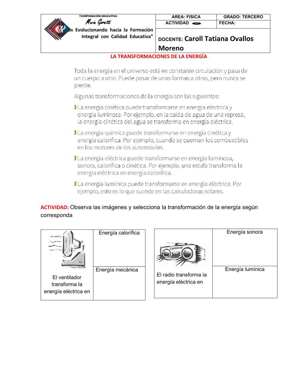 Transformaciones de la energìa