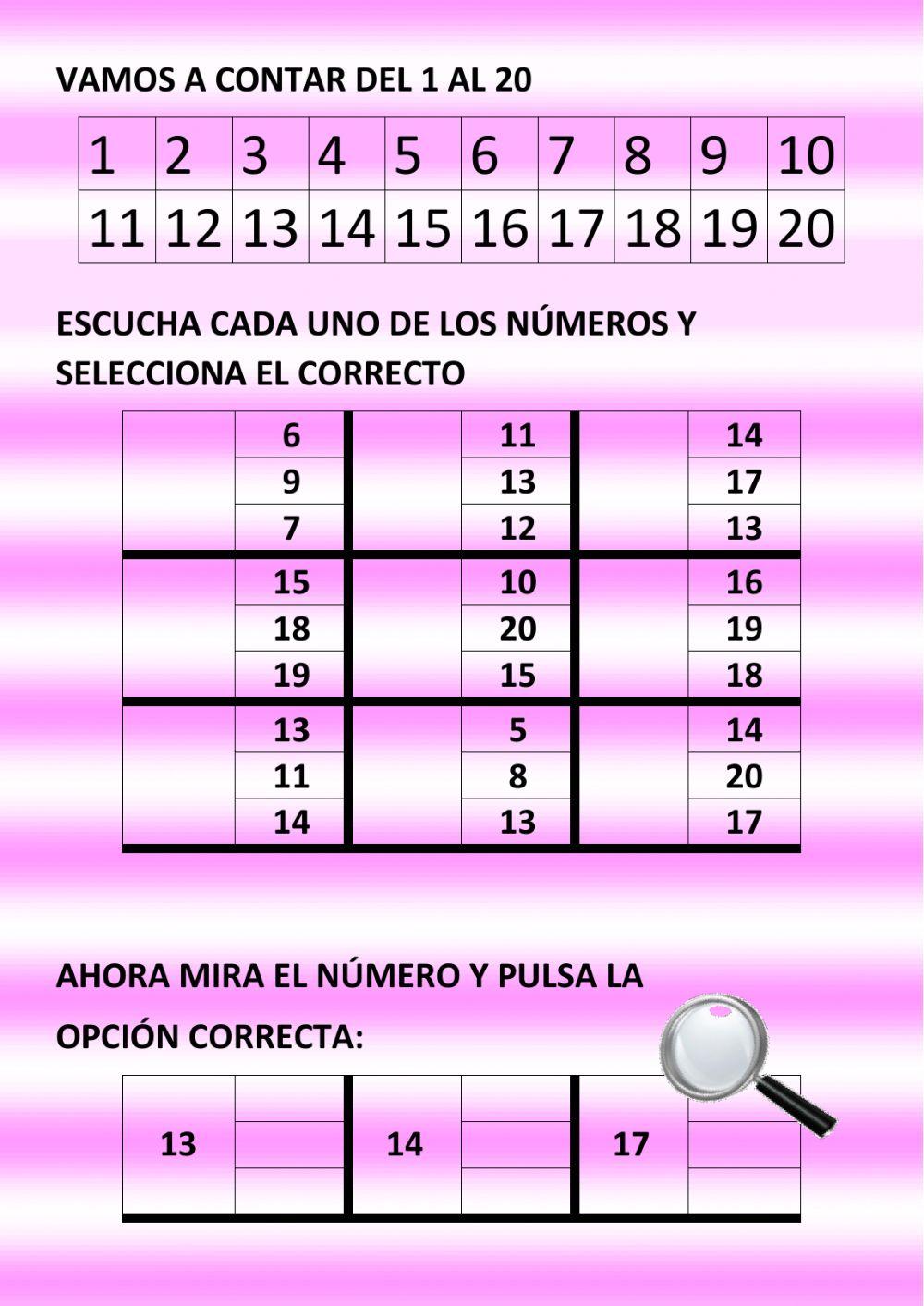 Numeración hasta 20 con audio