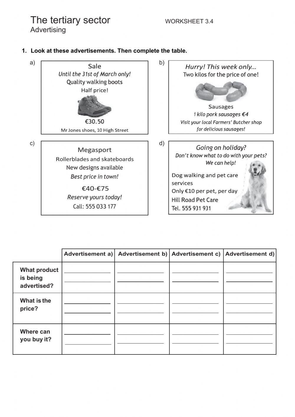 Unit 3 Tertiary Sector: Advertising