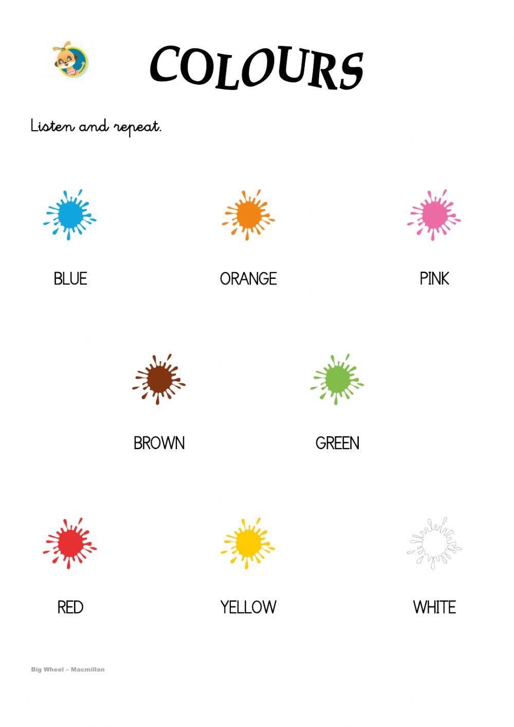 Colours P-5 - 1 worksheet | Live Worksheets