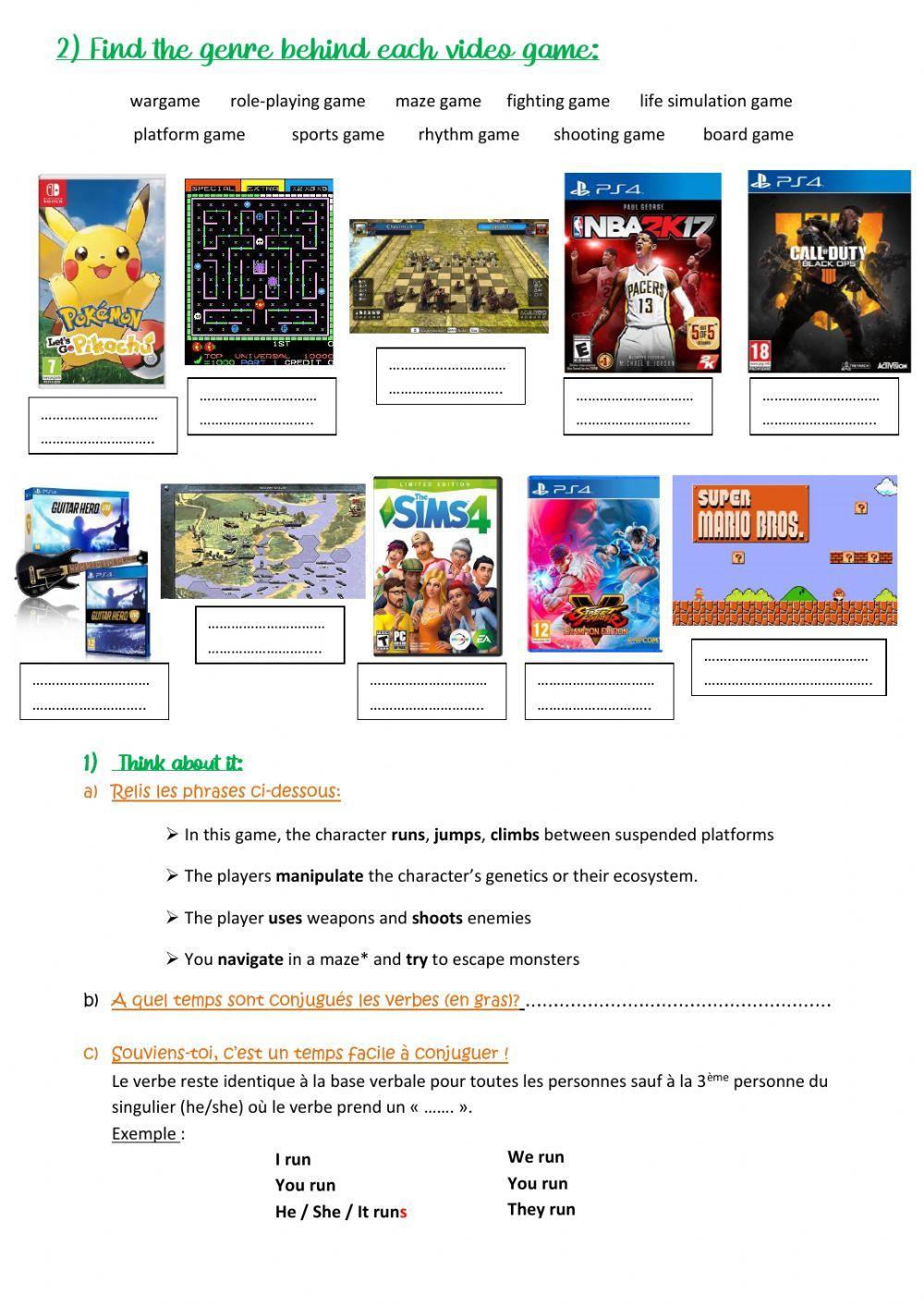 Various types of video games