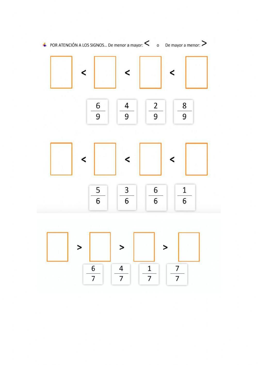 Comparación de fracciones